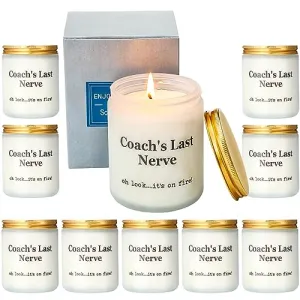 MTLEE 10 Pcs Gifts for Coach, Coach's Last Nerve Scented Candle Cheer Coach Gift Thank You Coach Gifts for Women Men Swim Basketball Baseball Football Soccer Gymnastic Coach